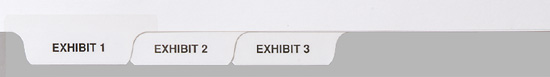 AVEG Exhibit Tabs - 5th Cut Bottom, Numbered - Individual