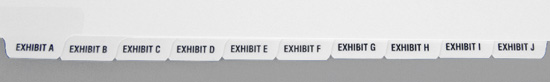 Exhibit Tabs - 10th Cut Bottom, Lettered - Sets