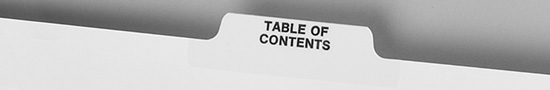 Table of Contents Tab