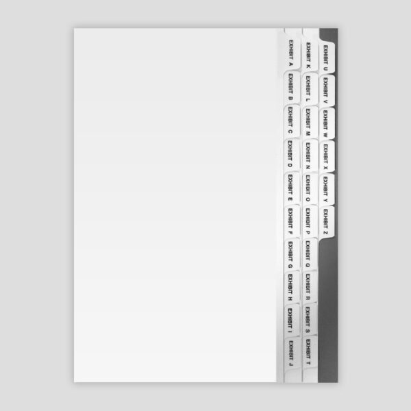 Exhibit Tabs - 10th Cut Side, Lettered - Sets
