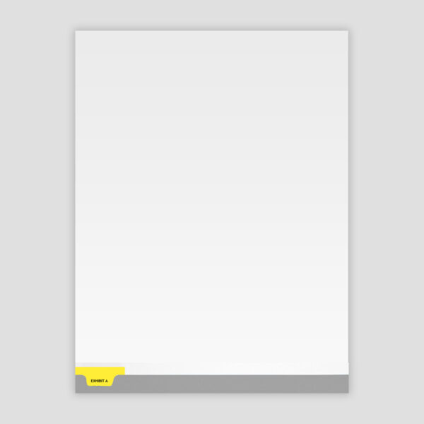 Exhibit Tabs - 10th Cut Bottom, Lettered - Individual YELLOW